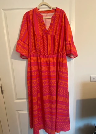 Vibrant Pink & Orange Midi Dress – SHEIN Curve 5XL 🌺💖, brand: Shein, condition: Very good, size: 5XL / 50 / 22, €4.00, €4.90 includes Buyer Protection