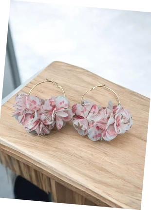 Boucles d’oreilles créoles dorées & rose fleuri en tissu, marca: Boutique vintage, estado: Muito bom, €4.00, €4.90 inclui Proteção do Comprador