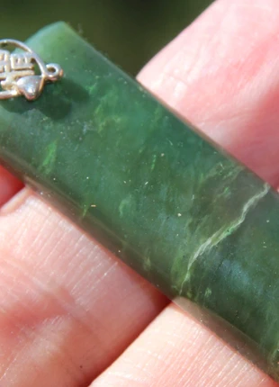 Pendentif jade nephrite, Alaska , Bélière argent, condition: Very good, €18.00, €19.60 includes Buyer Protection