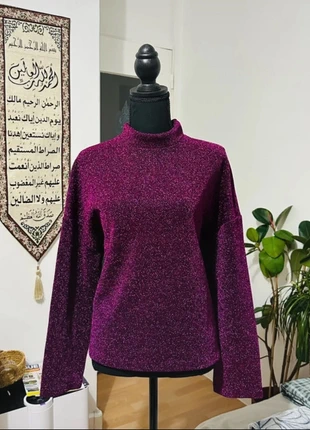 Zara – pull violet brillant col montant femme (Taille M, marke: Zara, zustand: Sehr gut, größe: M / 38 / 10, 13,00 €, 14,35 € inklusive Vinted-Käuferschutz