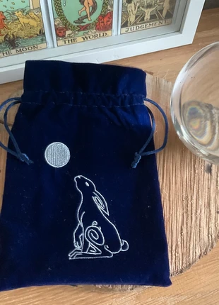Rabbit Gazing at Moon Blue Velvet Tarot Pouch, brand: Velvet, condition: Very good, £5.00, £5.95 includes Buyer Protection