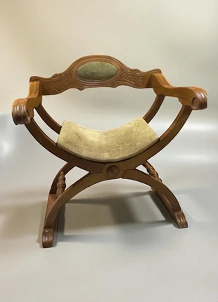 Sedia dallo stile antico in legno massello con seduta imbottita vintage, marke: CM, zustand: Sehr gut, 40,00 €, 42,70 € inklusive Vinted-Käuferschutz