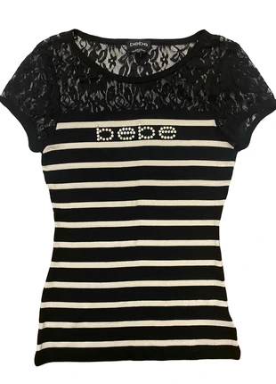 Bebe Stripped Lace Shirt, brand: Bebe, condition: New without tags, size: 8 / M, $8.00, $9.10 includes Buyer Protection