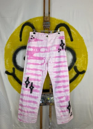Tie dye bleach airbrush jeans 32W, brand: Psyryn, condition: Very good, size: M / UK 12-14, £13.00, £14.35 includes Buyer Protection