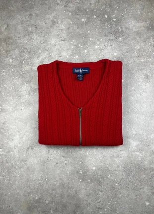 Gilet Cardigan Col V Full-zip Torsadé Polo Ralph Lauren Taille M Femme Rouge Laine/Cachemire #R21, brand: Ralph Lauren, condition: Very good, size: M / 38 / 10, €40.00, €42.70 includes Buyer Protection Pro