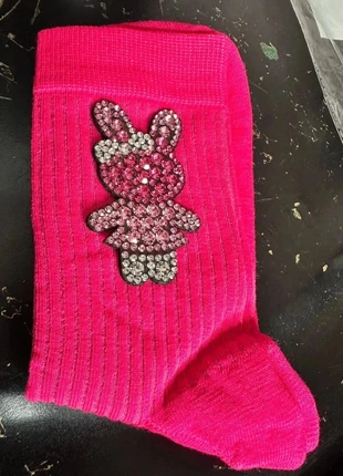 Chaussettes rose avec strass motif lapin taille unique, marque: Strass, état: Neuf avec étiquette, taille: Taille unique, 5,00 €, 5,95 € Protection acheteurs (Pro) incluse
