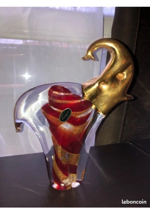 Éléphant Murano 23 cm – verre soufflé rouge & or – étiquette d’origine, marque: Murano, état: Très bon état, 65,00 €, 68,95 € Protection acheteurs incluse