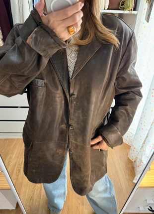 Vintage Leather Jacket XXL – Unisex Oversized Style, marca: Vintage Dressing, estado: Muito bom, tamanho: XXL / 44 / 16, €39.00, €41.65 inclui Proteção do Comprador