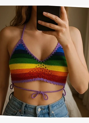 Haut crochet multicolore réglable, condizioni: Ottime, taglia: Taglia unica, €10.00, €11.20 include la Protezione acquisti Pro