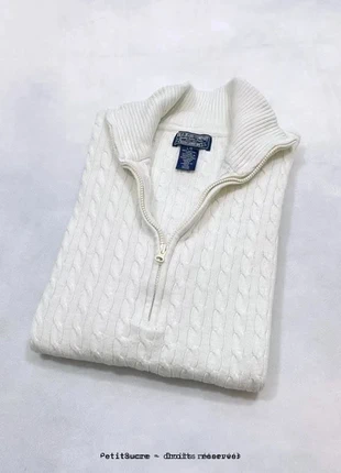 Pull Demi zip Torsadé Polo Jeans Blanc Femme 100% Coton Half zip - Taille L /1101B, marca: POLO JEANS, estado: Muito bom, tamanho: L / 40 / 12, €31.90, €34.20 inclui Proteção do Comprador Pro