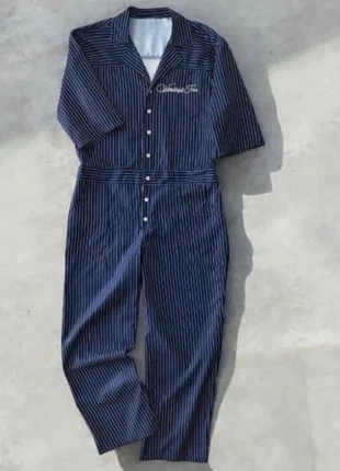 Combinaison à rayures bleu marine – Style workwear brodé, marque: Vintage Dressing, état: Très bon état, taille: M / 38 / 10, 64,99 €, 68,94 € Protection acheteurs incluse