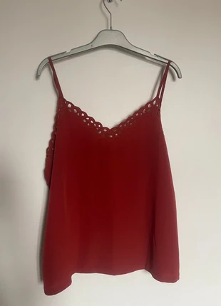 Haut Promod terracotta – M/L – fluide, bretelles réglables & broderie anglaise, marca: Promod, estado: Muito bom, tamanho: M / 38 / 10, €3.00, €3.85 inclui Proteção do Comprador