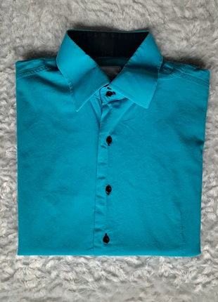 Chemise homme bleu turquoise Jeel - taille L - flashy, marca: JEEL, estado: Muito bom, tamanho: L, €7.00, €8.05 inclui Proteção do Comprador