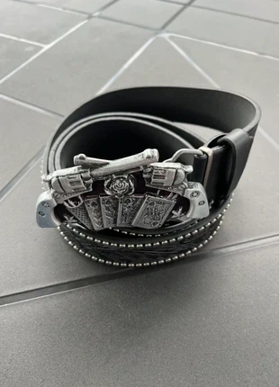 Ceinture noir argentée vintage, style cowboy, farwest, cloutée, brand: Vintage Dressing, condition: Very good, size: Adjustable, €16.00, €17.50 includes Buyer Protection