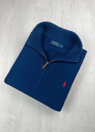 Pull col camionneur zippé Ralph Lauren bleu marine coton logo rouge brodé XL homme, marque: Ralph Lauren, état: Très bon état, taille: XL, 62,00 €, 65,80 € Protection acheteurs (Pro) incluse