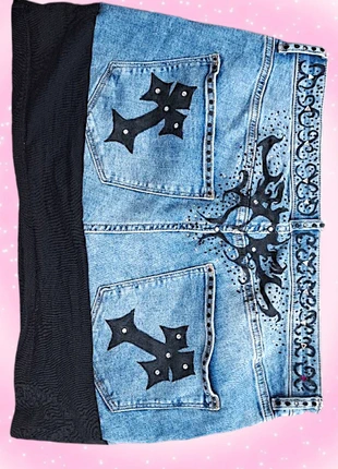 ●Y2K goth mini skirt with rhinestones & tattoo back design – size S●, marca: y2k, estado: Muy bueno, tamaño: S / 36 / 8, 50,00 €, 53,20 € Protección al comprador incluida