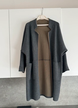 Cardigan lungo in maglia a coste grigio scuro e verde oliva con tasche frontali, marque: Made In Italy, état: Très bon état, taille: M / 38 / 10, 9,50 €, 10,68 € Protection acheteurs incluse