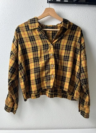 Jeanasis Karobluse Gelb-Schwarz – Oversized Hemd im Grunge-Look (Achsel zu Achsel 59 cm), marke: Vintage Dressing, zustand: Sehr gut, größe: L / 40 / 12, 13,50 €, 14,88 € inklusive Vinted-Käuferschutz