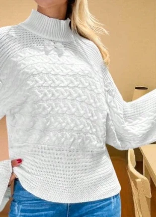 Pull Ample Col Rond Nœud Papillon Manches Chauve-Souris - Blanc T. S, brand: Belle d’Azur, condition: Very good, size: S / 36 / 8, €35.00, €37.45 includes Buyer Protection Pro