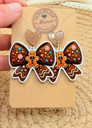 Boucles d’oreilles noeuds cadeau pain d’épices, brand: les choses jolies, condizioni: Ottime, €6.00, €7.00 include la Protezione acquisti Pro