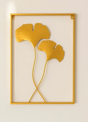 Cadre mural doré métal 2 Grande Feuilles de ginkgo – 60x40 cm, merk: Art, staat: Heel goed, € 12,00, € 13,30 inclusief Kopersbescherming