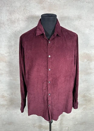 Chemise Vintage En Velours Côtelé / Corduroy Alfani bordeaux froissé col taille L, marca: Vintage Dressing, estado: Muito bom, tamanho: L, €13.00, €14.35 inclui Proteção do Comprador Pro