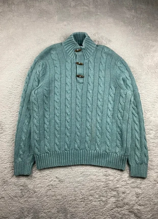 Pull Torsadé col montant en soie fermeture bois Polo Ralph Lauren Bleu Turquoise sans logo Taille XL, brand: Polo Ralph Lauren, condition: Very good, size: XL, €59.90, €63.60 includes Buyer Protection Pro