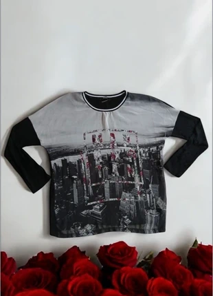 🌹 Haut Manches Longues - Imprimé Skyline - Taille 40🌹, estado: Muito bom, tamanho: L / 40 / 12, €9.00, €10.15 inclui Proteção do Comprador