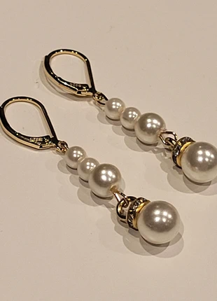 925 Sterling Silver 14k Gold Plated Pearl Drop Earrings, brand: Sterling, condition: New without tags, £8.00, £9.10 includes Buyer Protection