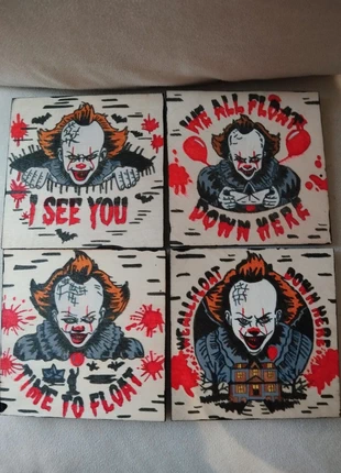 🩸 Dessous de verre en bois artisanal Pennywise (lot de 4) 🎈, brand: Fait Main, condition: Very good, €7.00, €8.05 includes Buyer Protection