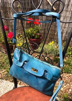 👜 Sac à main pochette bleu turquoise à bandoulière - 100% Cuir, brand: CUIR, condition: New without tags, €60.00, €63.70 includes Buyer Protection