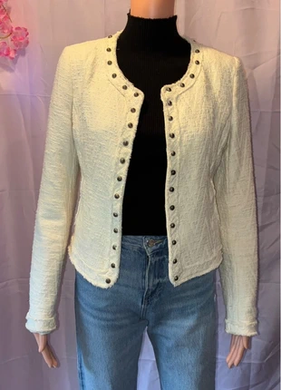 Veste ikks style tweed écrue cloutée - taille 38, brand: IKKS, condition: Very good, size: M / 38 / 10, €50.00, €53.20 includes Buyer Protection