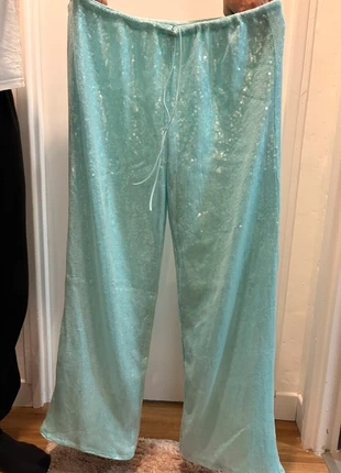 pantalon style IBIZA à sequins bleu turquoise, marque: musera, état: Neuf avec étiquette, taille: M / 38 / 10, 10,00 €, 11,20 € Protection acheteurs incluse