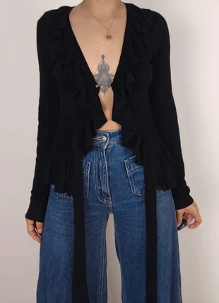 Cardigan noir col volants Vintage y2k taille 36, marque: Vintage, état: Très bon état, taille: S / 36 / 8, 15,00 €, 16,45 € Protection acheteurs (Pro) incluse