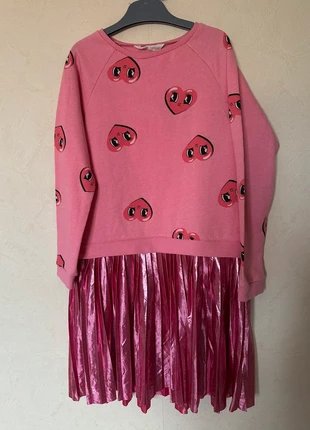 Robe en molleton haut imprimé cœurs jupe métallisé fille 9-10 ans, brand: H&M, condition: Very good, size: 9 years / 134 cm, €3.00, €3.85 includes Buyer Protection