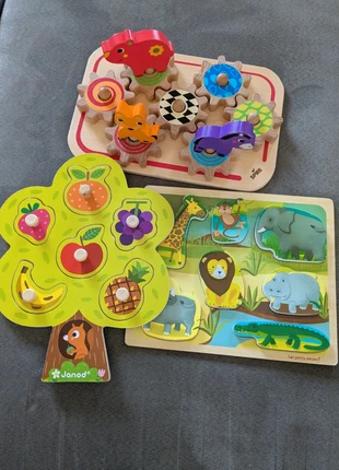 Lot de 3 puzzles d'encastrement & rouages, marca: Janod, estado: Bom, tamanho: Tamanho único, €7.00, €8.05 inclui Proteção do Comprador