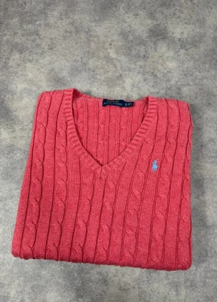 Sweat Col V Ralph Lauren Torsadé Tressé Corail Logo Brodé Bleu Vintage / Taille L Femme, brand: Ralph Lauren, condition: Very good, size: L / 40 / 12, €44.90, €47.85 includes Buyer Protection Pro