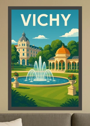 Affiche illustration « Vichy », état: Neuf sans étiquette, 6,00 €, 7,00 € Protection acheteurs (Pro) incluse