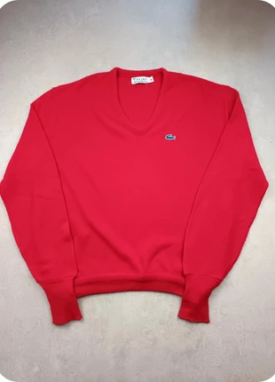 Pull sweat col V vintage Lacoste Izod rouge taille XL, merk: Lacoste, staat: Heel goed, maat: XL, € 22,90, € 24,75 inclusief Kopersbescherming