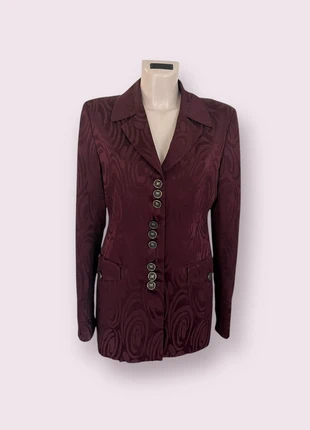 Blazer Bordeaux à Motifs – Élégance Vintage & Charme Intemporel, merk: Vintage Dressing, staat: Heel goed, maat: S / 36 / 8, € 27,50, € 29,58 inclusief Kopersbescherming