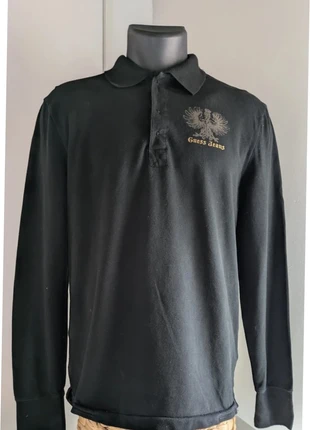 Polo manches longues Guess Jeans noir homme M logo brodé & motif doré vintage, marque: GUESS, état: Très bon état, taille: M, 17,99 €, 19,59 € Protection acheteurs incluse