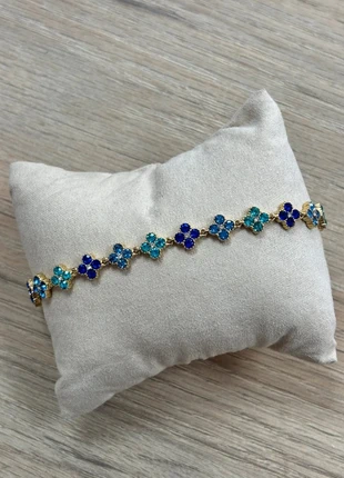 Bracelet acier inoxydable trèfles strass bleus, brand: Boutique indépendante, condition: New with tags, €27.00, €29.05 includes Buyer Protection Pro