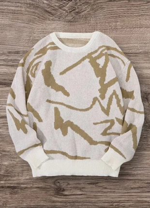 Pull Vintage Blanc Doré ZigZags Taille XL - Grunge 90s Y2K Knit Streetwear Retro Oversize, marque: y2k, état: Très bon état, taille: XL / 42 / 14, 54,99 €, 58,44 € Protection acheteurs (Pro) incluse