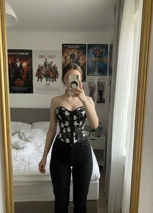 Corset Bustier Noir Fleuri – Sexy / Élégant / Glamour / Tendance, merk: Maison Dareléa, staat: Heel goed, maat: M / 38 / 10, € 29,99, € 32,19 inclusief Kopersbescherming Pro