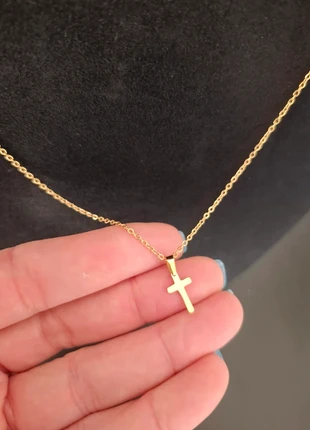 Chaîne neuve dorée acier inoxydable Pendentif croix, état: Neuf avec étiquette, 4,70 €, 5,64 € Protection acheteurs incluse