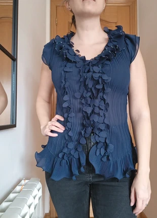 Blusa elegante vintage azul, brand: Dabutong, condizioni: Ottime, taglia: L / IT 44 / EU 40, €14.00, €15.40 include la Protezione acquisti