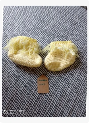 Chaussons bébé tricot jaune 3 mois, brand: Fait Main, condition: Very good, size: 16, €3.00, €3.85 includes Buyer Protection Pro
