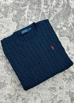 Pull Torsadé en Maille / Cable Knit RL / Ralph Lauren Bleu Marine Taille L - Logo Rouge Brodé, brand: Ralph Lauren, condition: Very good, size: L / 40 / 12, €60.00, €63.70 includes Buyer Protection Pro