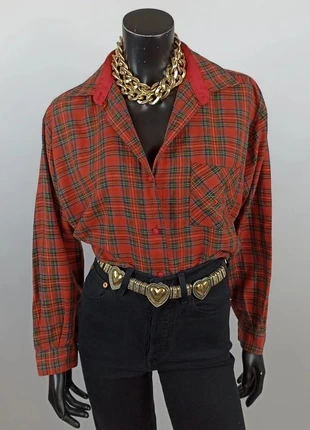 Vintage plaid tartan checkered oversized loose fit poly cotton long sleeve shirt SHR7, marque: Vintage Dressing, état: Très bon état, taille: M / 38 / 10, 20,00 €, 21,70 € Protection acheteurs incluse