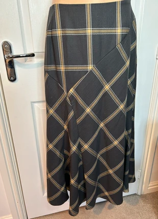 Alex & Co Pure New Wool Checked Midi Skirt UK 10 – Grey/Gold Plaid Winter A-Line, brand: ALEX&Co, condition: Very good, size: S / UK 8-10, £16.50, £18.03 includes Buyer Protection Pro